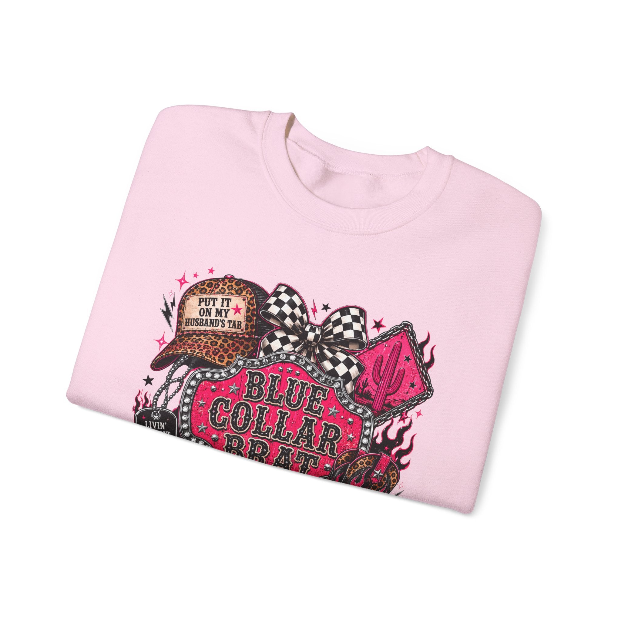 Blue Collar Brat Graphic Sweatshirt — Retro Workwear Crewneck