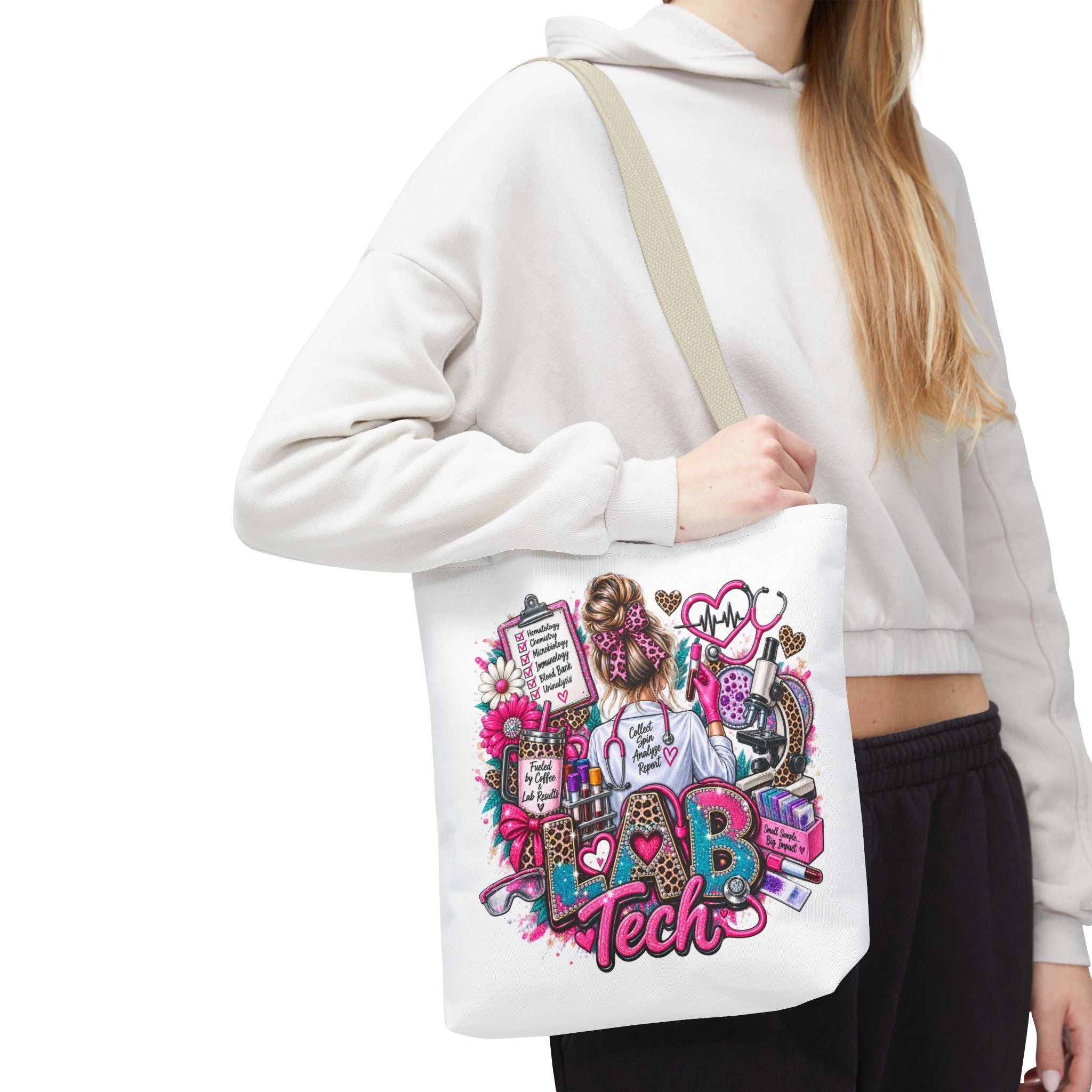 Lab Tech Tote Bag - Cute Pink Medical Laboratory Technician Gift
