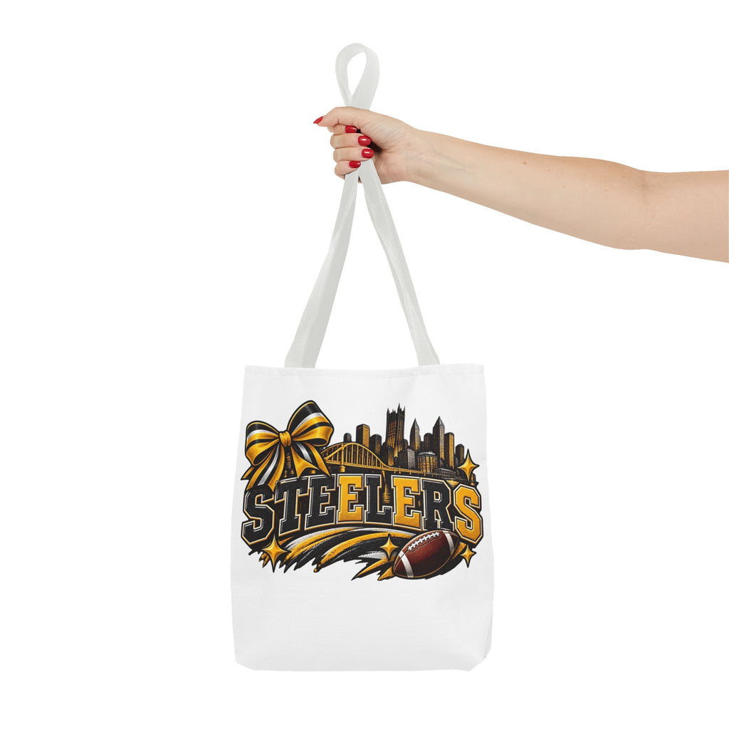 Steelers Skyline Tote Bag — Football Fan Gift, Yellow & Black Team Graphic