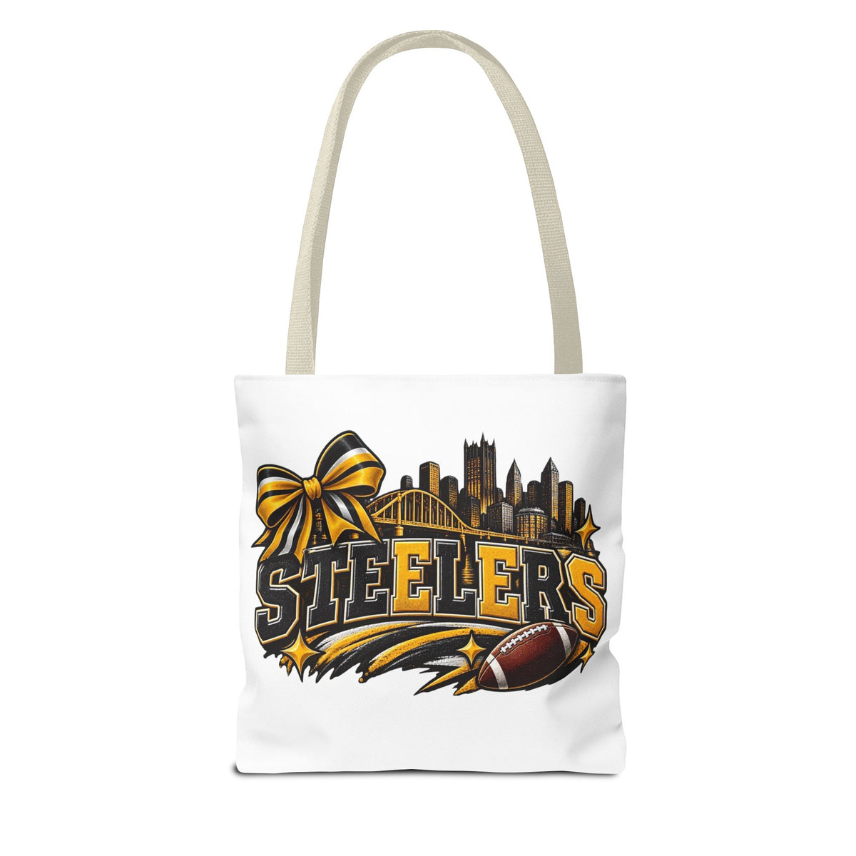 Steelers Skyline Tote Bag — Football Fan Gift, Yellow & Black Team Graphic