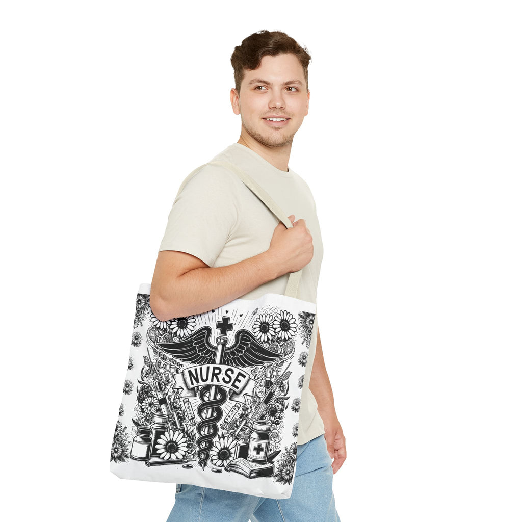 Nurse Caduceus Floral Tote Bag – Medical RN Gift Tote