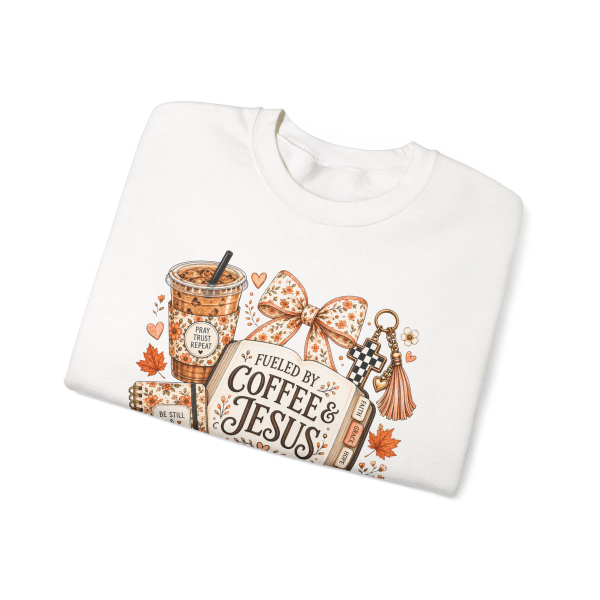 Crewneck Sweatshirt — Fueled by Coffee & Jesus Graphic