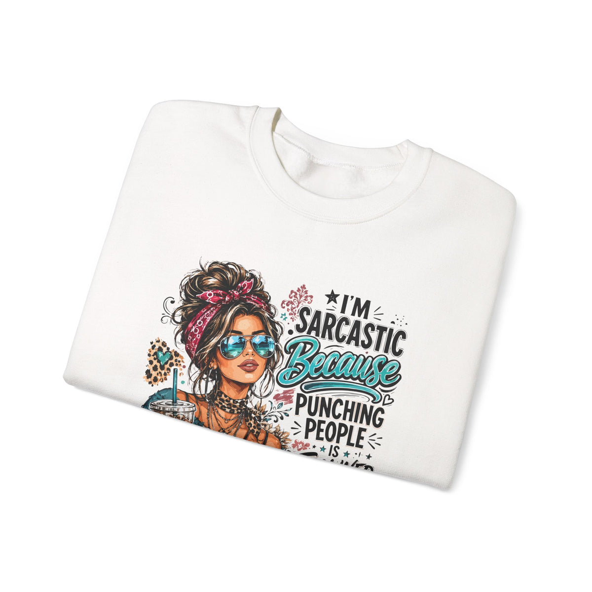 Sarcastic Grandma Crewneck Sweatshirt — "I'm Sarcastic Because Punching People Is Frowned Upon"