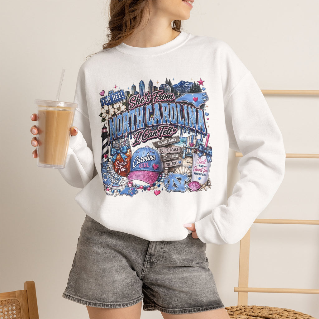 North Carolina Vintage Crewneck Sweatshirt — Shore Town Illustrated Design