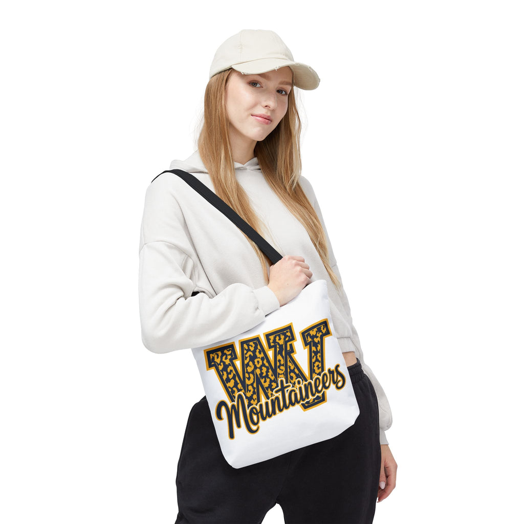 Mountaineers W Leopard Logo Tote Bag — College Spirit Animal Print Tote