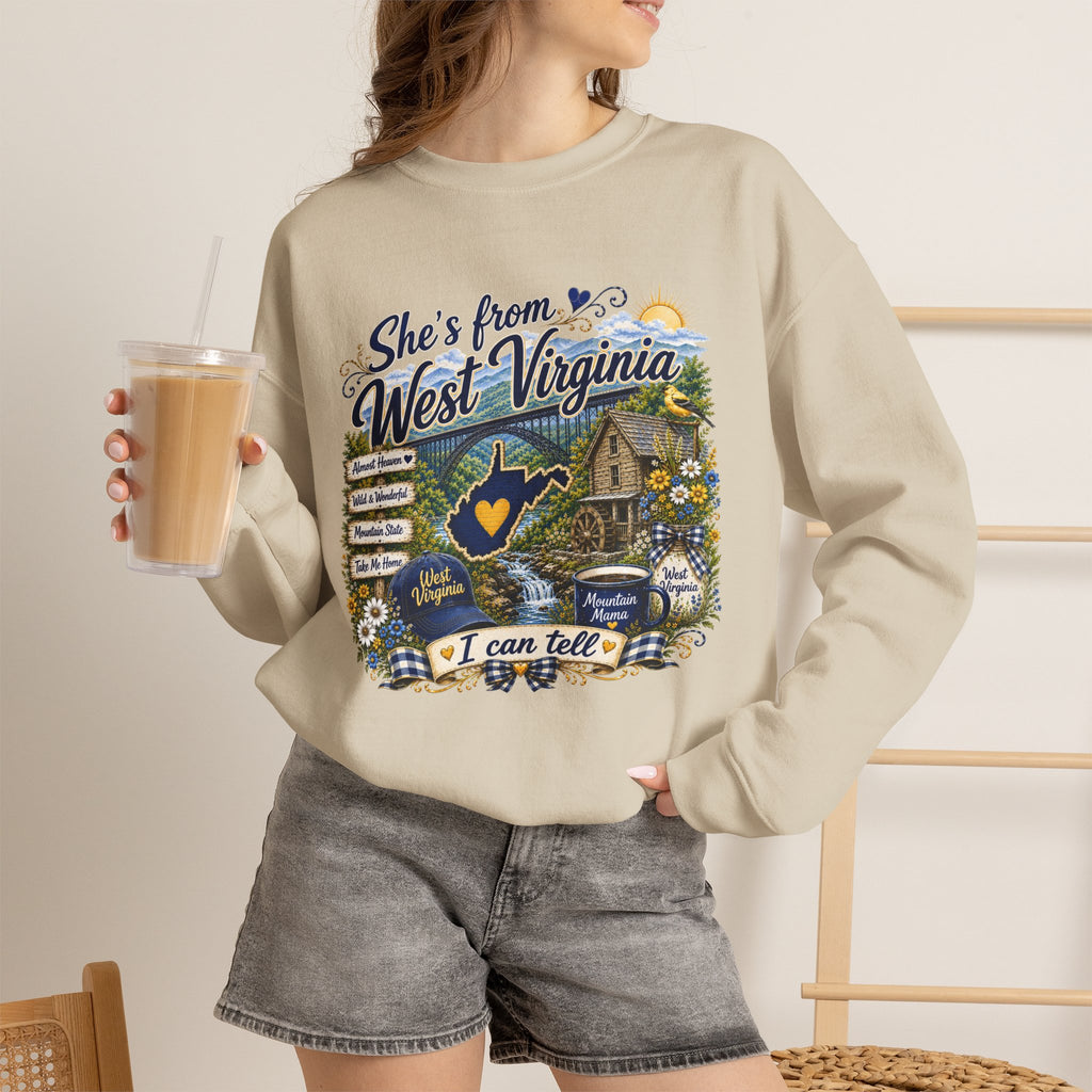 West Virginia Crewneck Sweatshirt - 'She's From West Virginia' State Pride Pullover