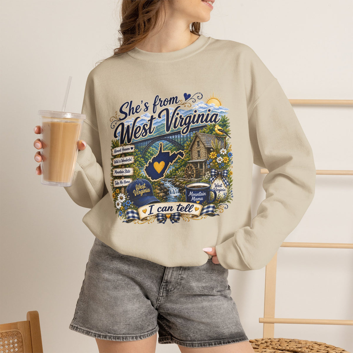 West Virginia Crewneck Sweatshirt - 'She's From West Virginia' State Pride Pullover