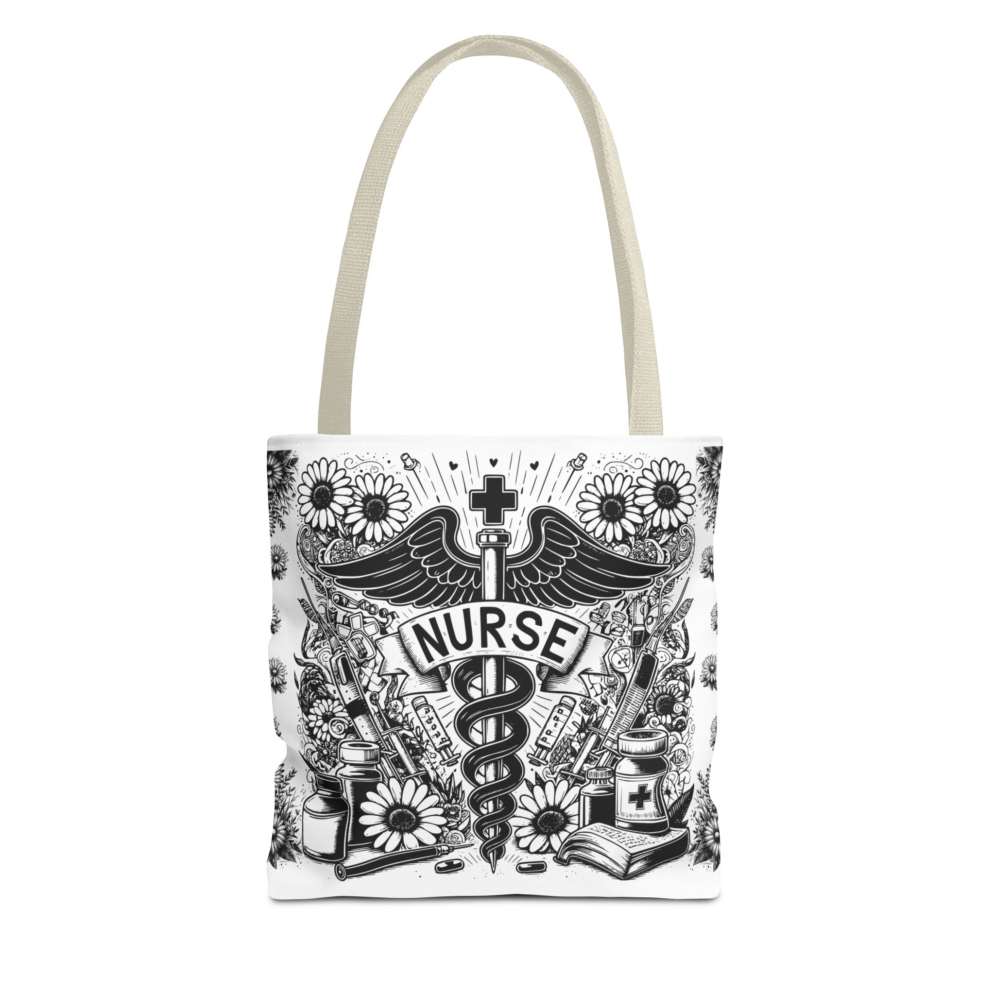 Nurse Caduceus Floral Tote Bag – Medical RN Gift Tote
