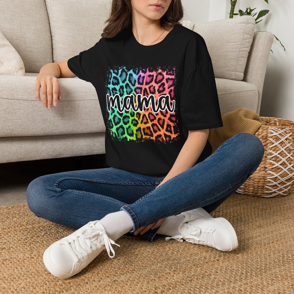Mama Leopard Rainbow T-Shirt — Colorful Mama Graphic Tee