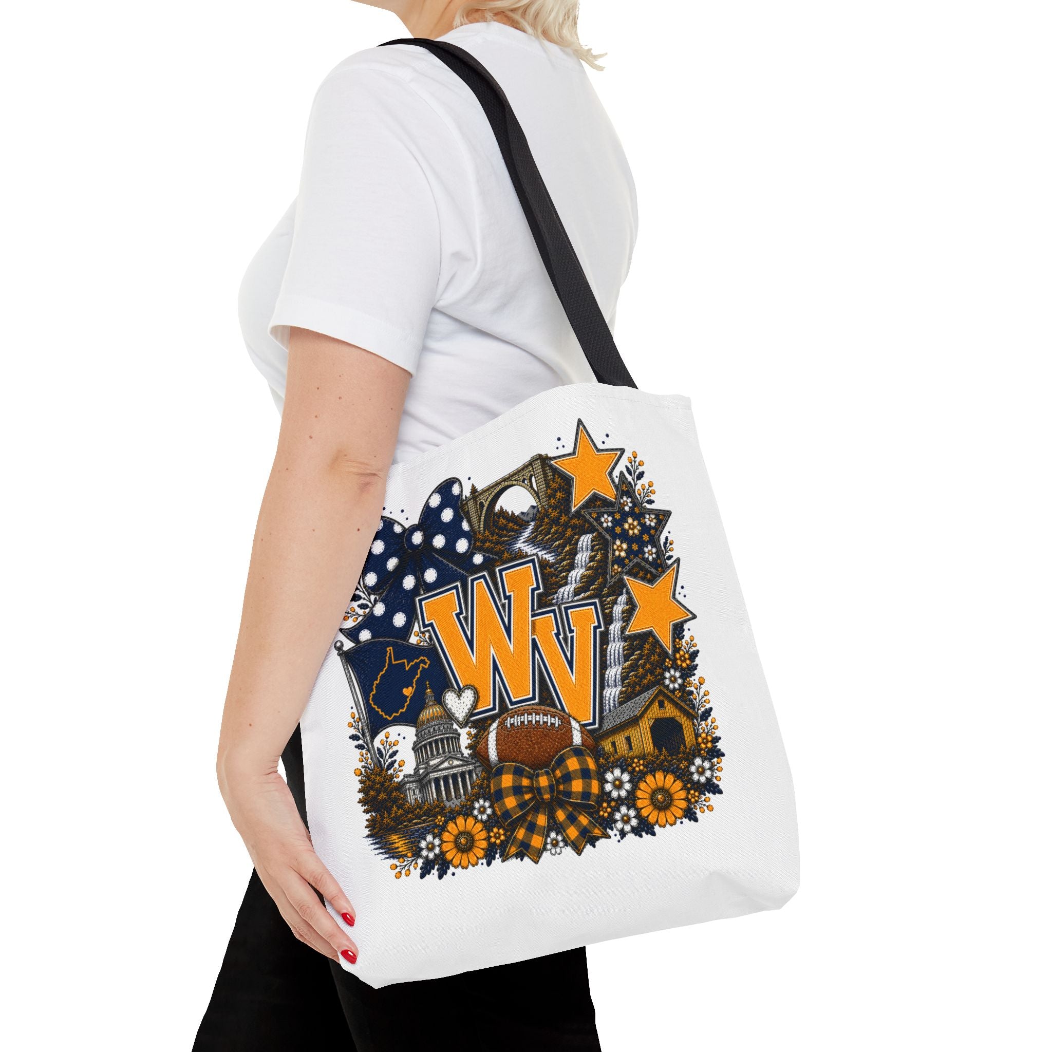 WV Football Collage Tote Bag — Collegiate Game Day Fan Tote