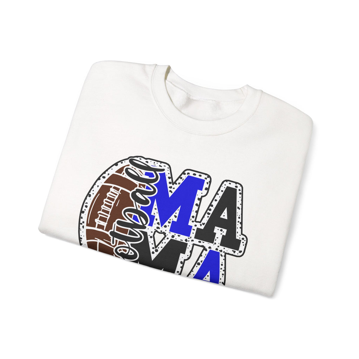 Mama Football Sweatshirt — Vintage Patch-Style "Mama" Design (Blue & Black)