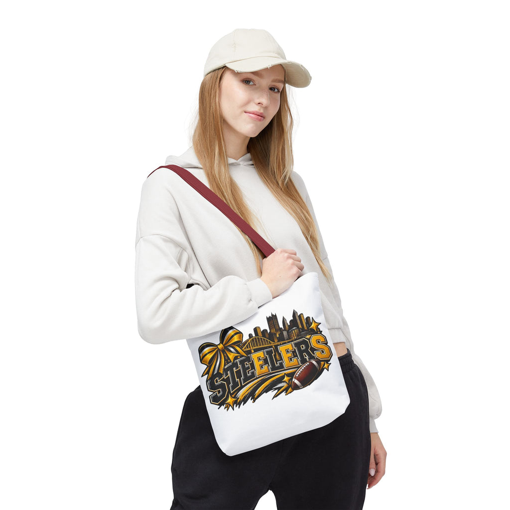 Steelers Skyline Tote Bag — Football Fan Gift, Yellow & Black Team Graphic