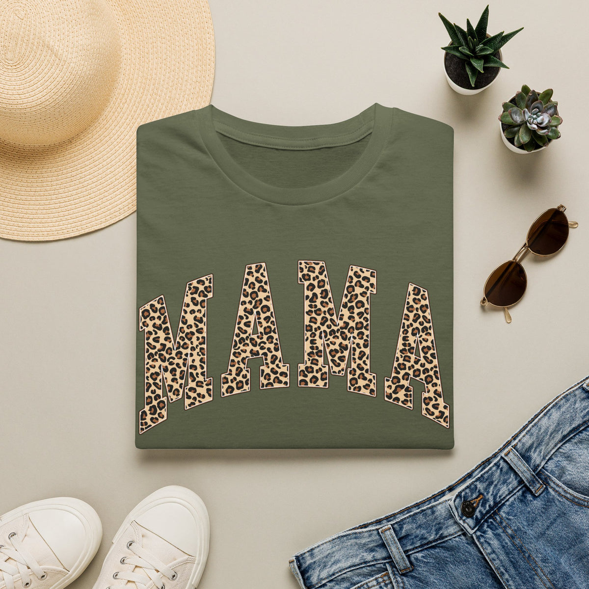 Mama Leopard Print T-Shirt — Trendy Animal Print Mom Tee