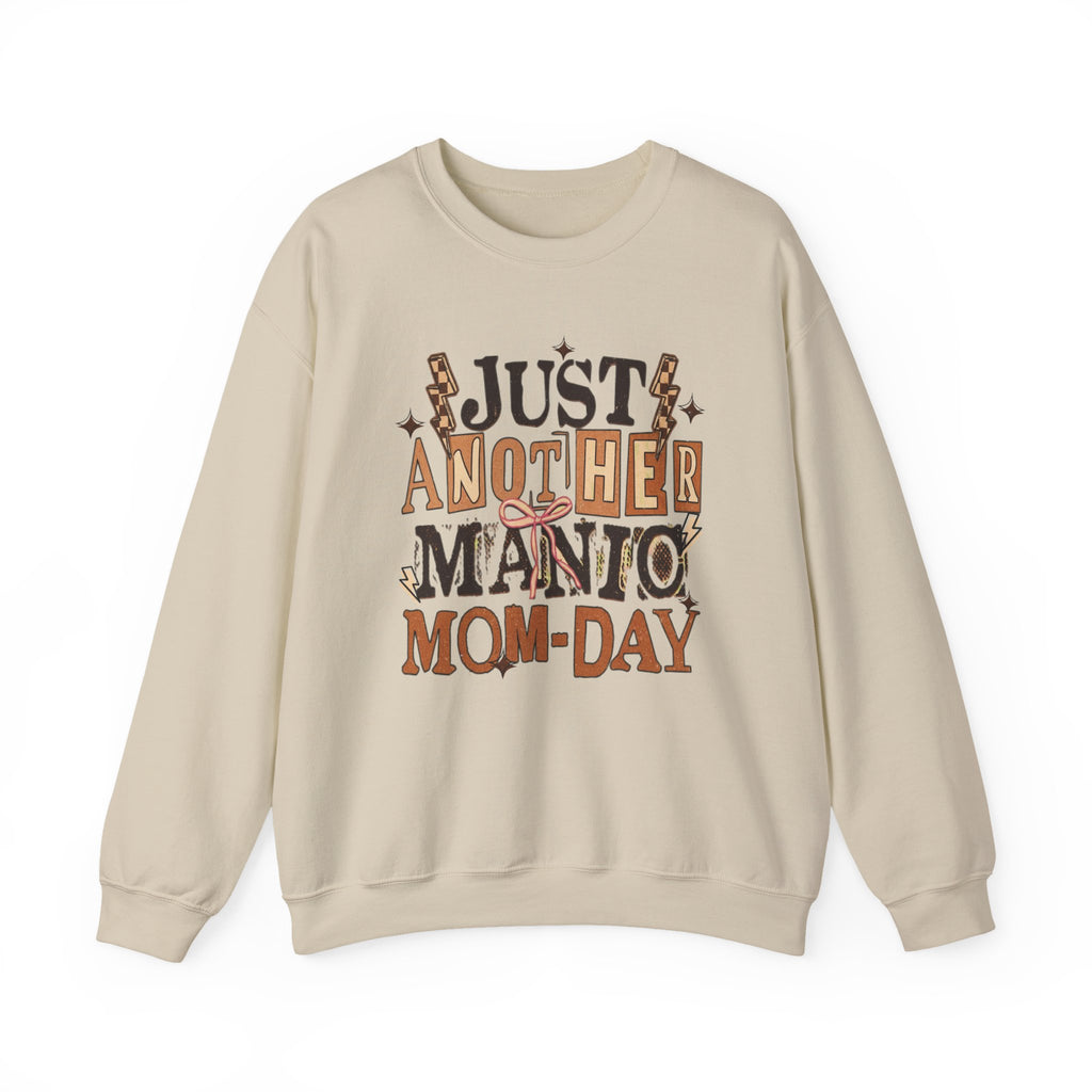 Mom-Day Crewneck Sweatshirt – "Just Another Mani(o) Mom-Day" Retro Nail Salon Graphic