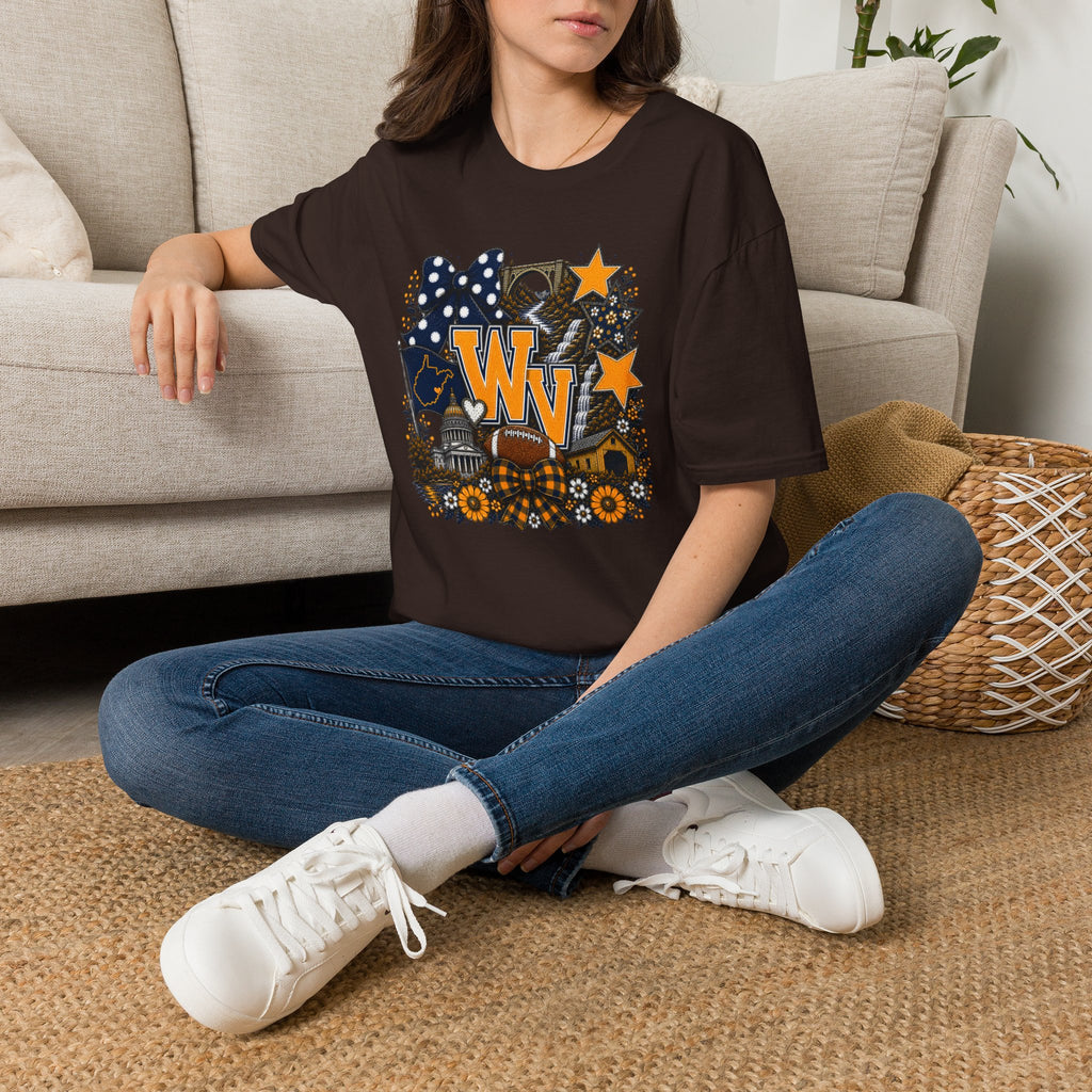 WV State Spirit T-Shirt — West Virginia Stars & Floral Graphic Tee