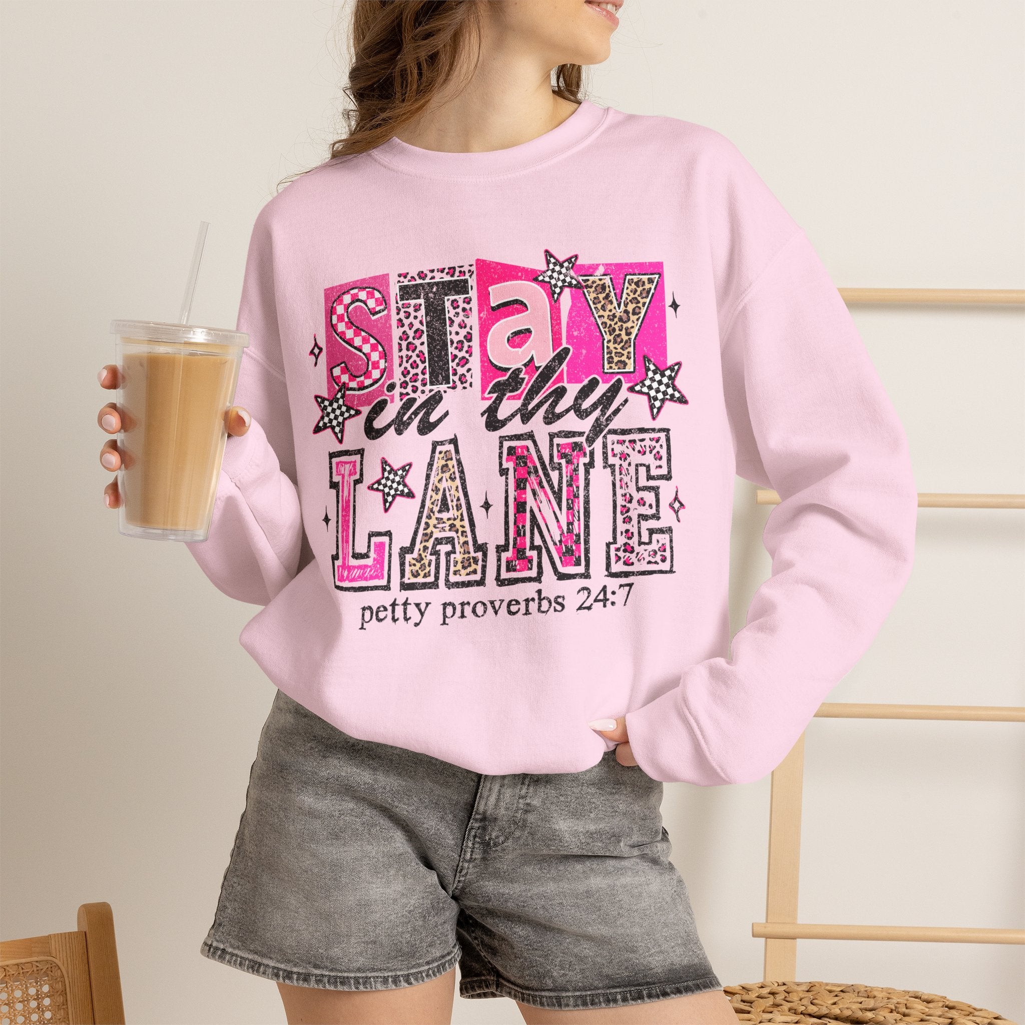 Stay in Thy Lane Crewneck Sweatshirt – "Stay in Thy Lane" Christian Graphic Pullover