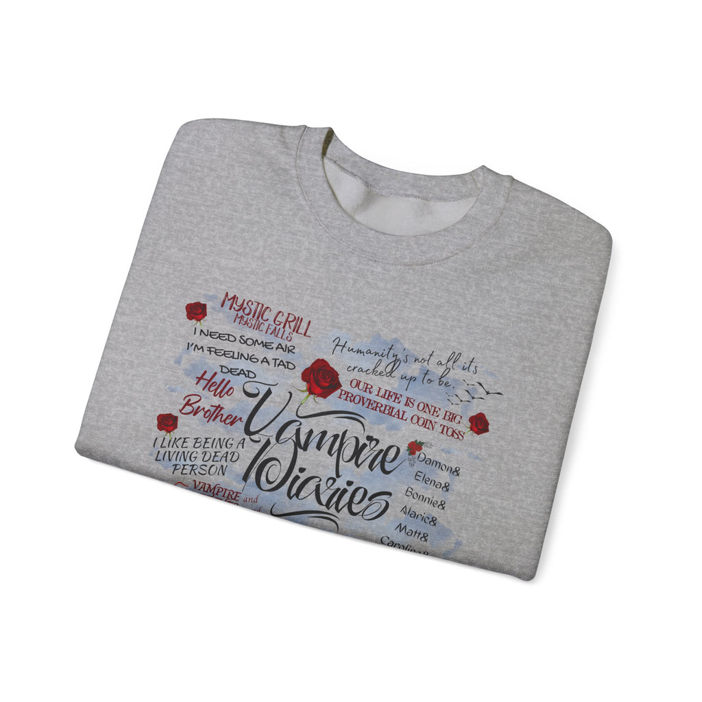 Crewneck Sweatshirt - "Vampire Diaries" Quote Collage Graphic