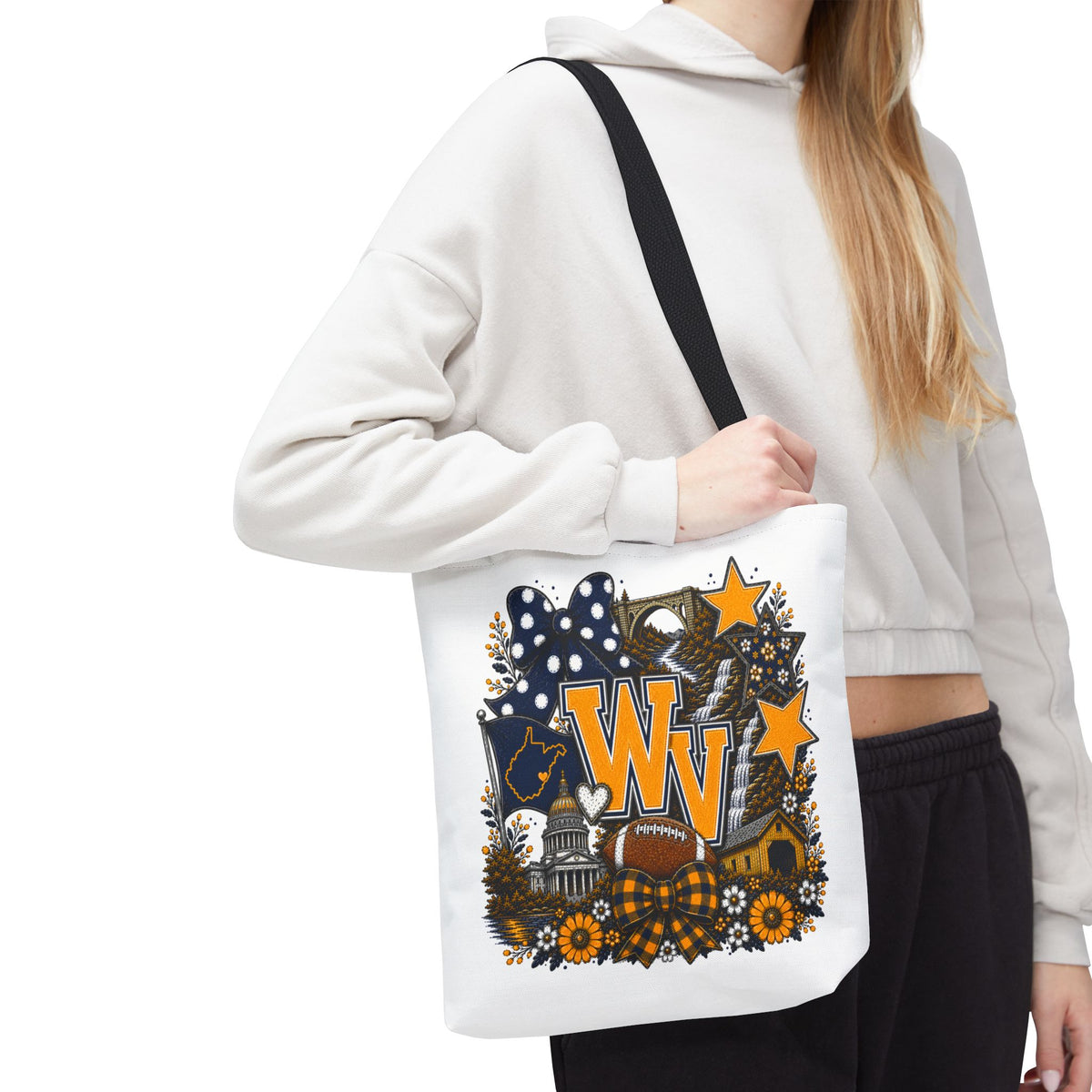 WV Football Collage Tote Bag — Collegiate Game Day Fan Tote