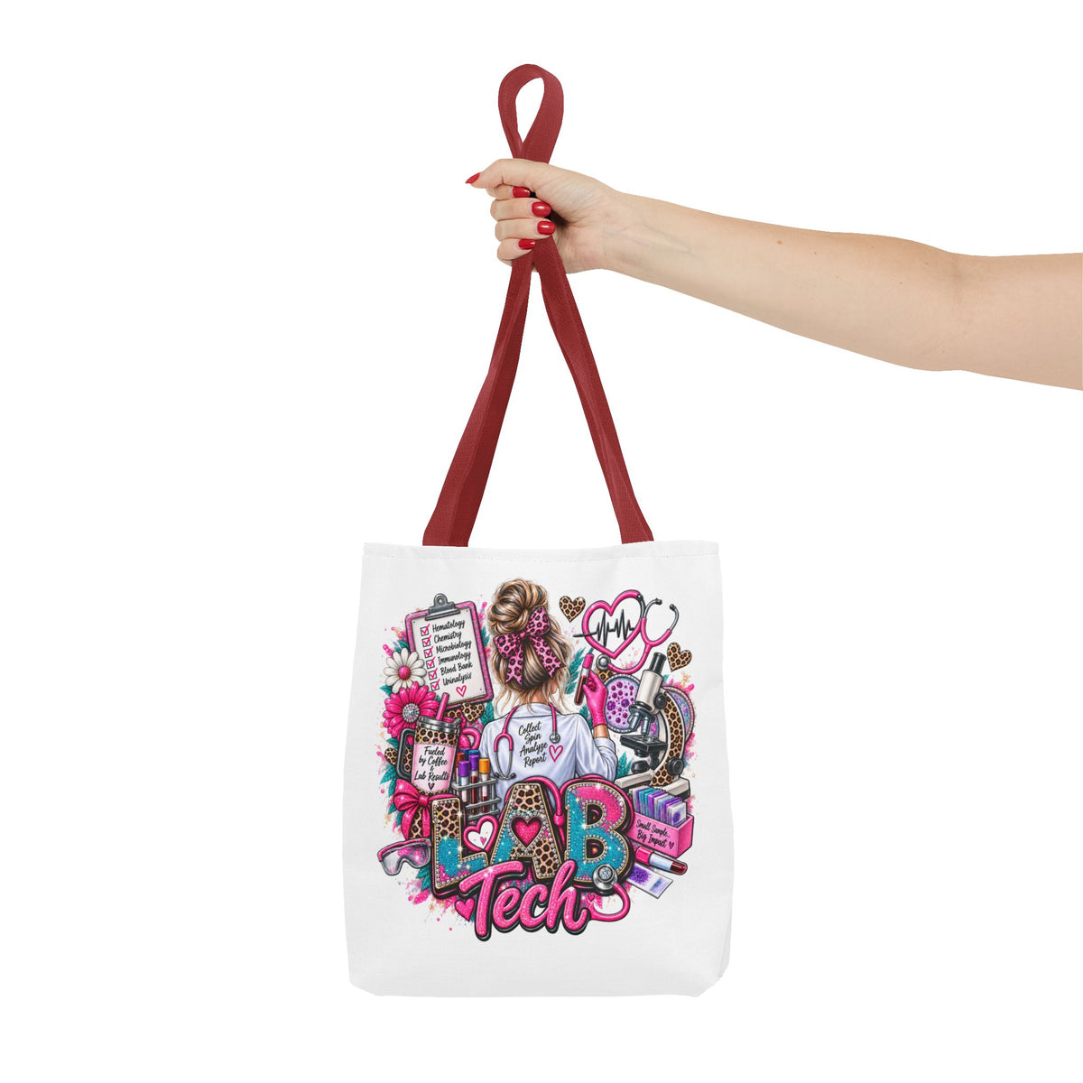 Lab Tech Tote Bag - Cute Pink Medical Laboratory Technician Gift