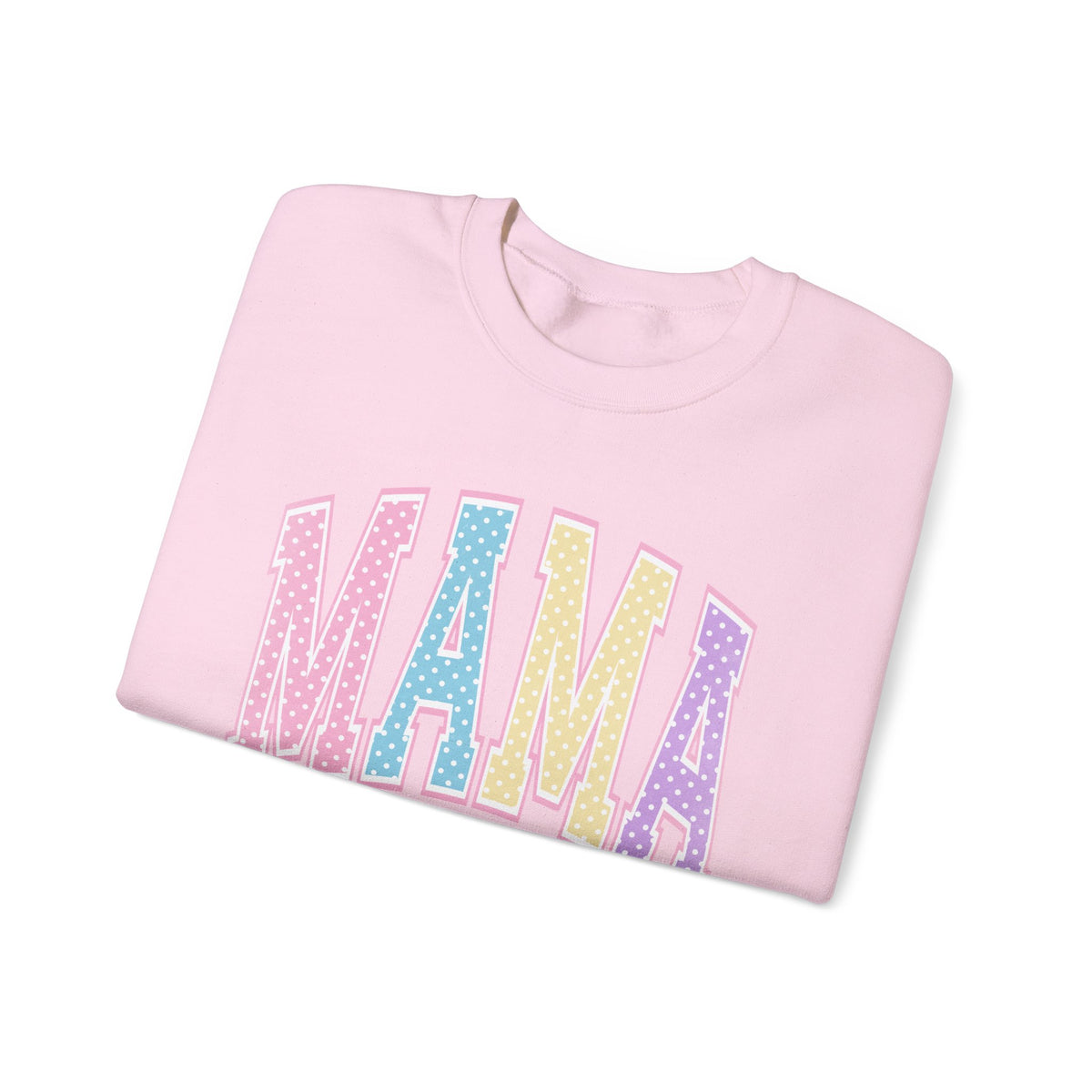 Mama Patchwork Crewneck Sweatshirt — Pastel Quilted Lettering for New & Expecting Moms