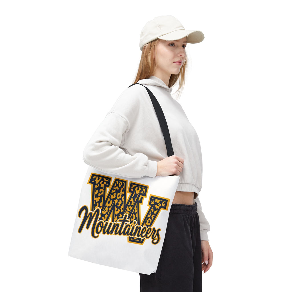 Mountaineers W Leopard Logo Tote Bag — College Spirit Animal Print Tote