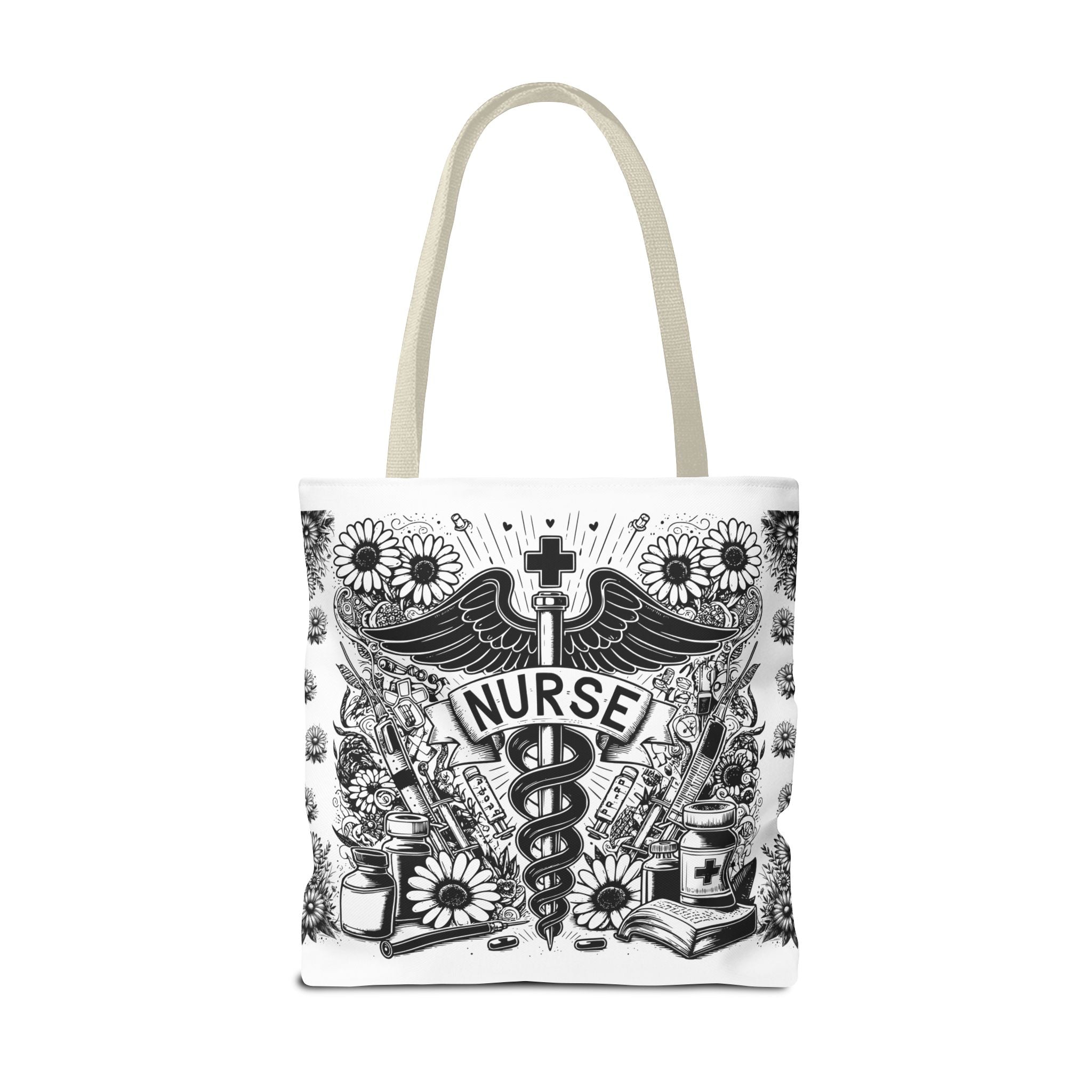 Nurse Caduceus Floral Tote Bag – Medical RN Gift Tote