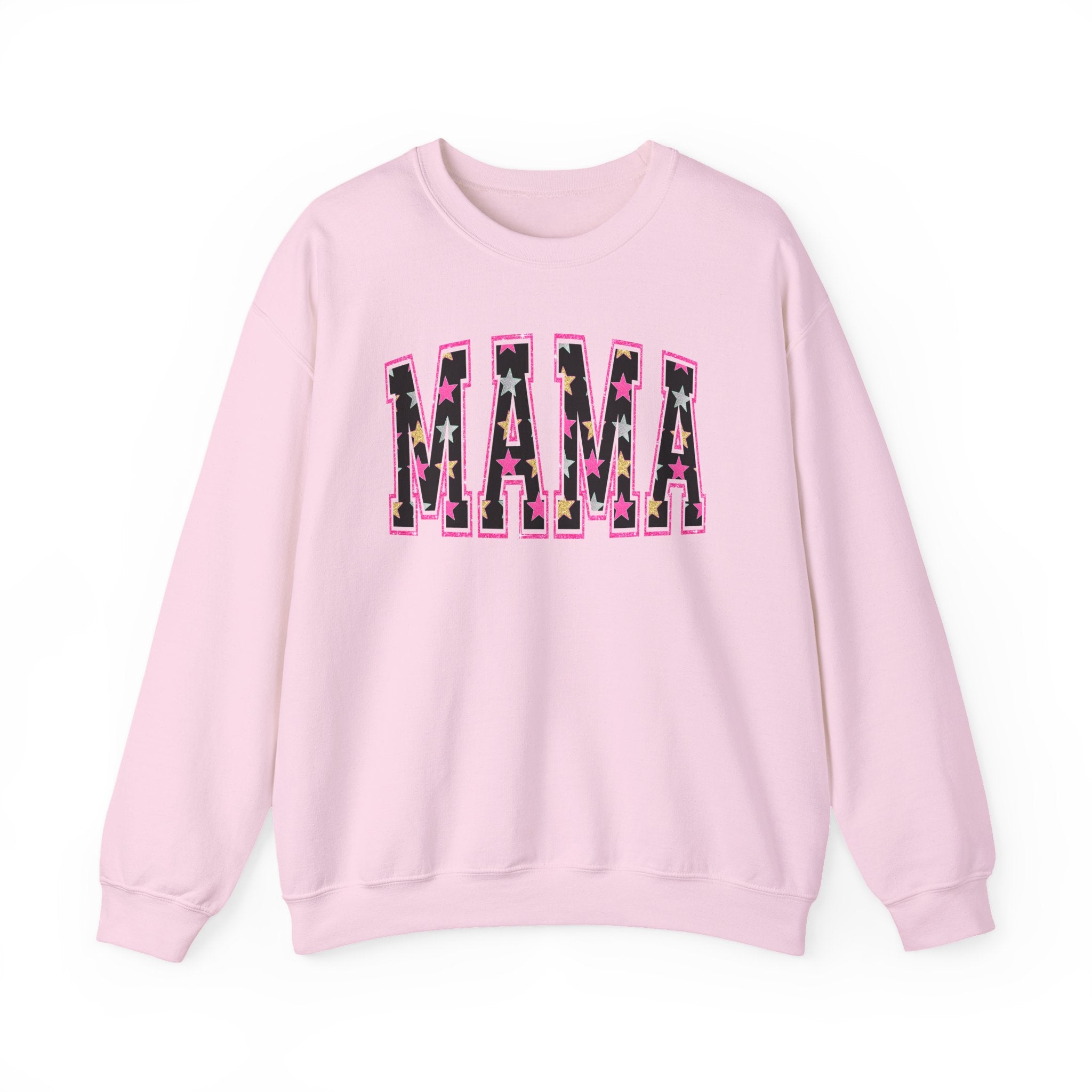 Mama Star Applique Crewneck Sweatshirt — Pink Outline Graphic