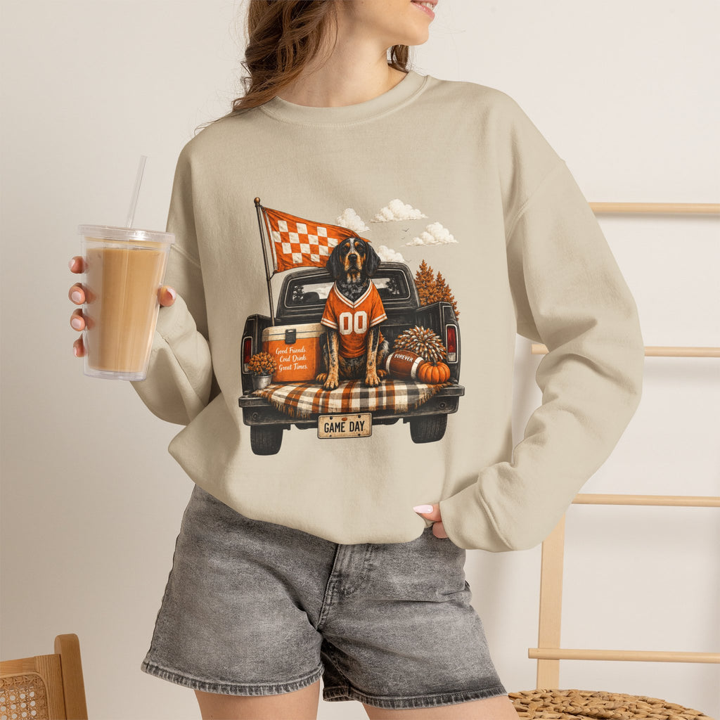 Fall Tailgate Crewneck Sweatshirt — Truck, Dog & Pumpkin Patch Design