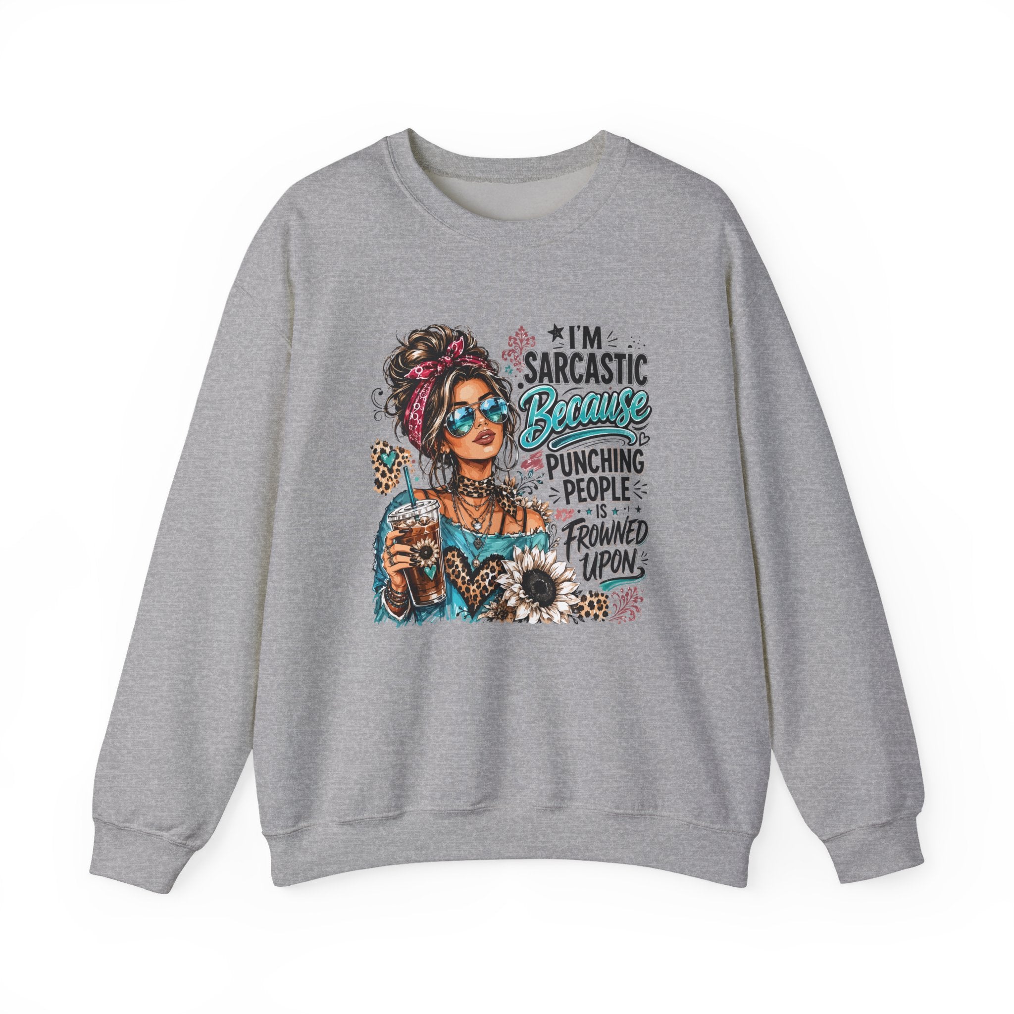 Sarcastic Grandma Crewneck Sweatshirt — "I'm Sarcastic Because Punching People Is Frowned Upon"