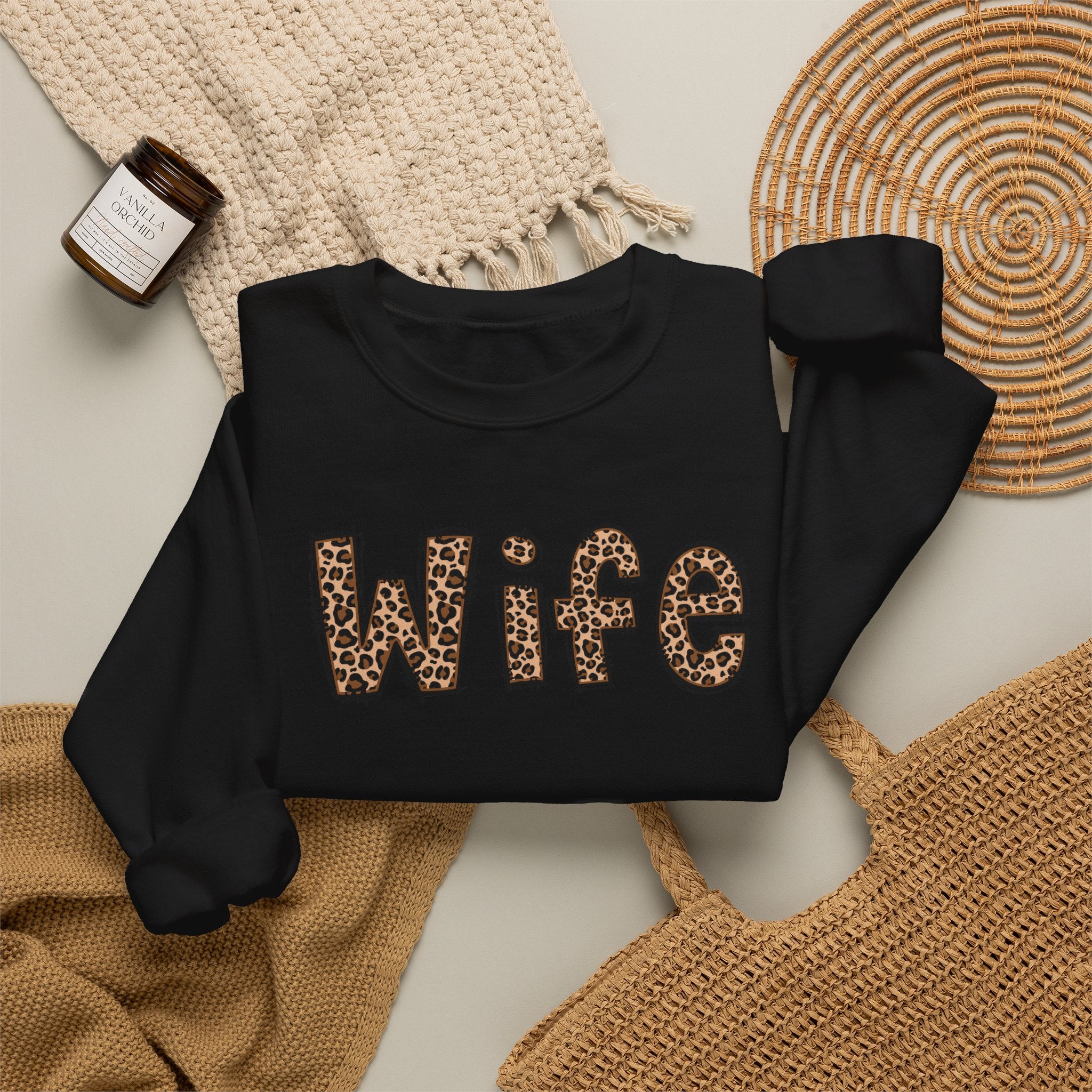 Wife Leopard Print Crewneck Sweatshirt