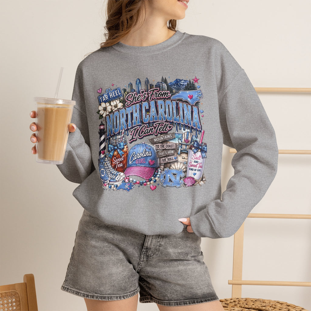 North Carolina Vintage Crewneck Sweatshirt — Shore Town Illustrated Design