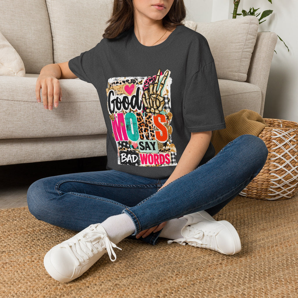 Good Moms Say Bad Words T-Shirt — Funny Retro Peace Sign Graphic Tee for Playful Moms