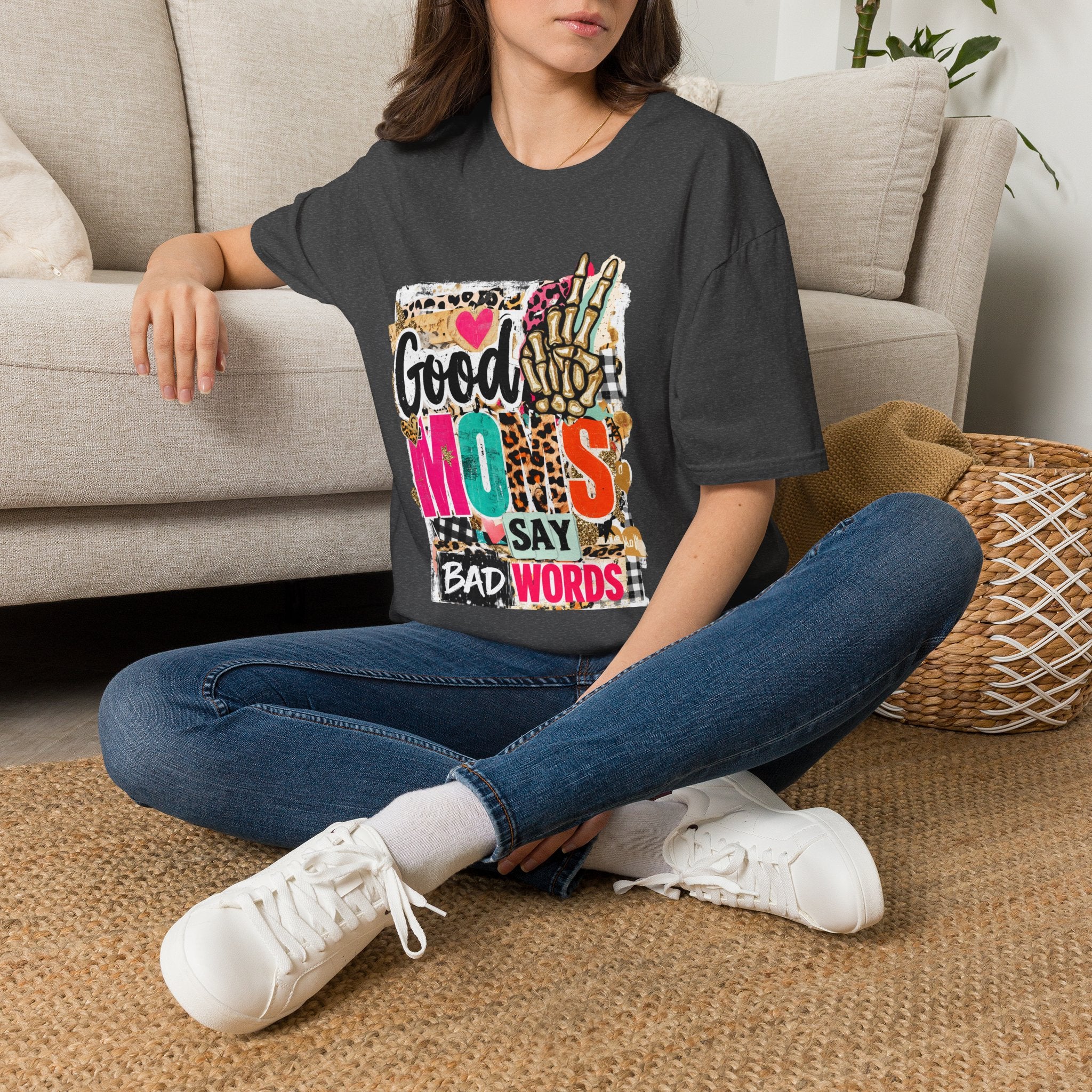 Good Moms Say Bad Words T-Shirt — Funny Retro Peace Sign Graphic Tee for Playful Moms