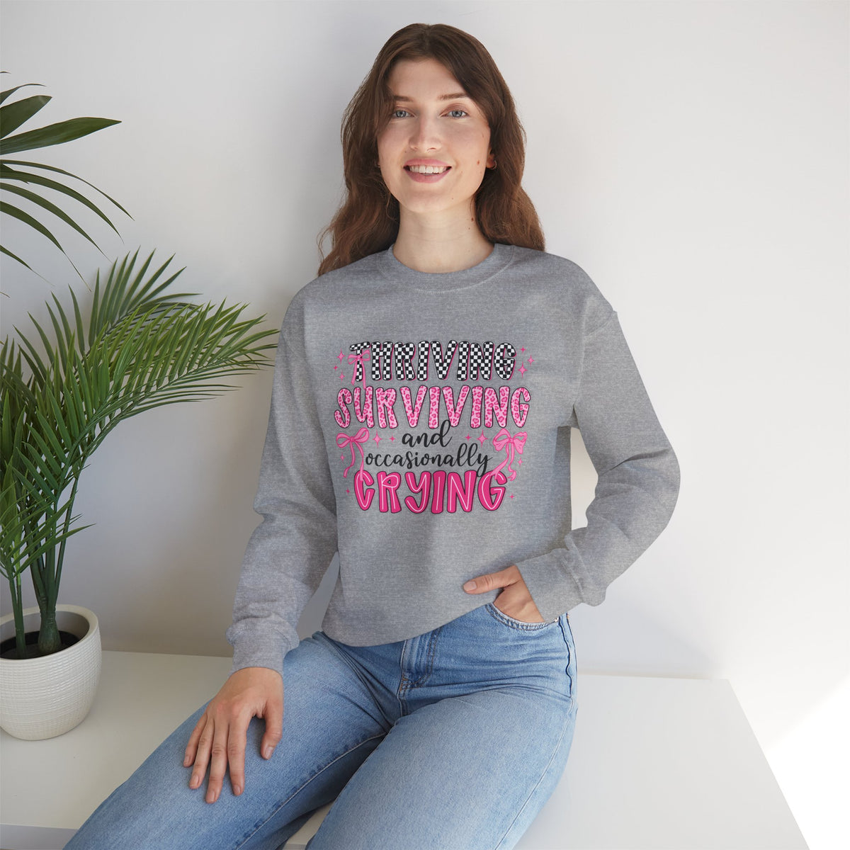 Surviving and Occasionally Crying Crewneck Sweatshirt