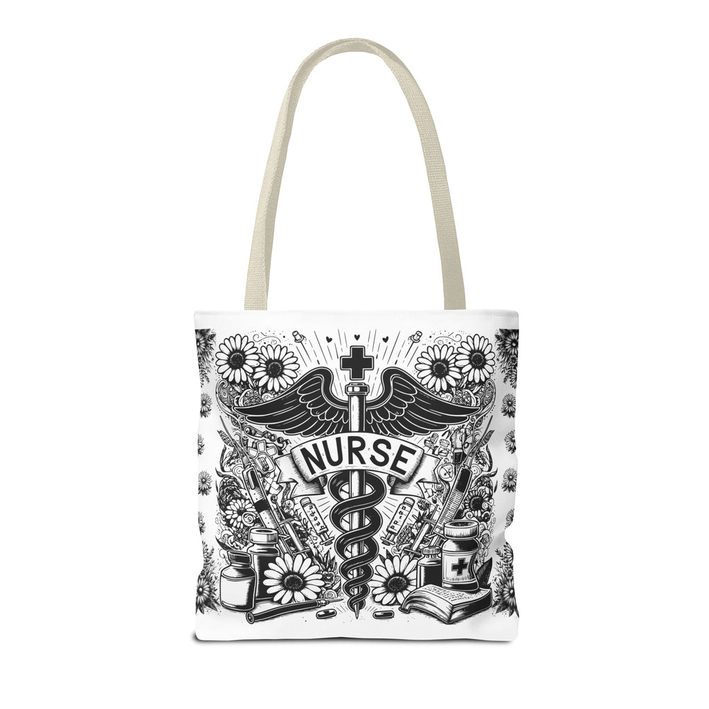 Nurse Caduceus Floral Tote Bag – Medical RN Gift Tote