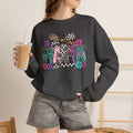 Mama Graphic Sweatshirt - Colorful Floral Checkerboard Print