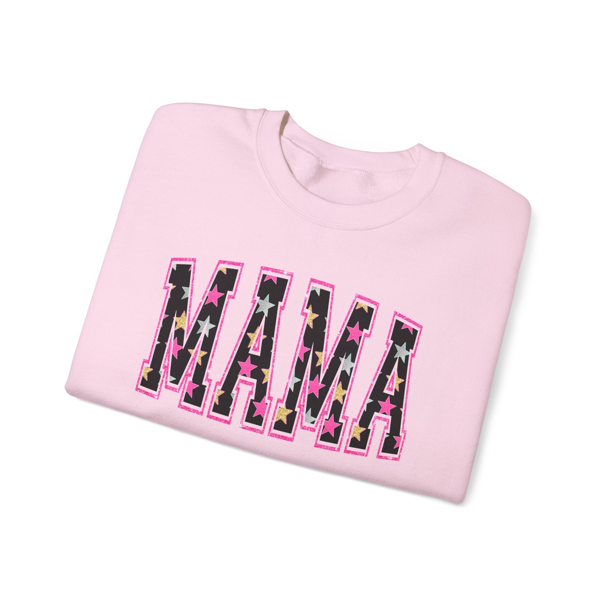 Mama Star Applique Crewneck Sweatshirt — Pink Outline Graphic