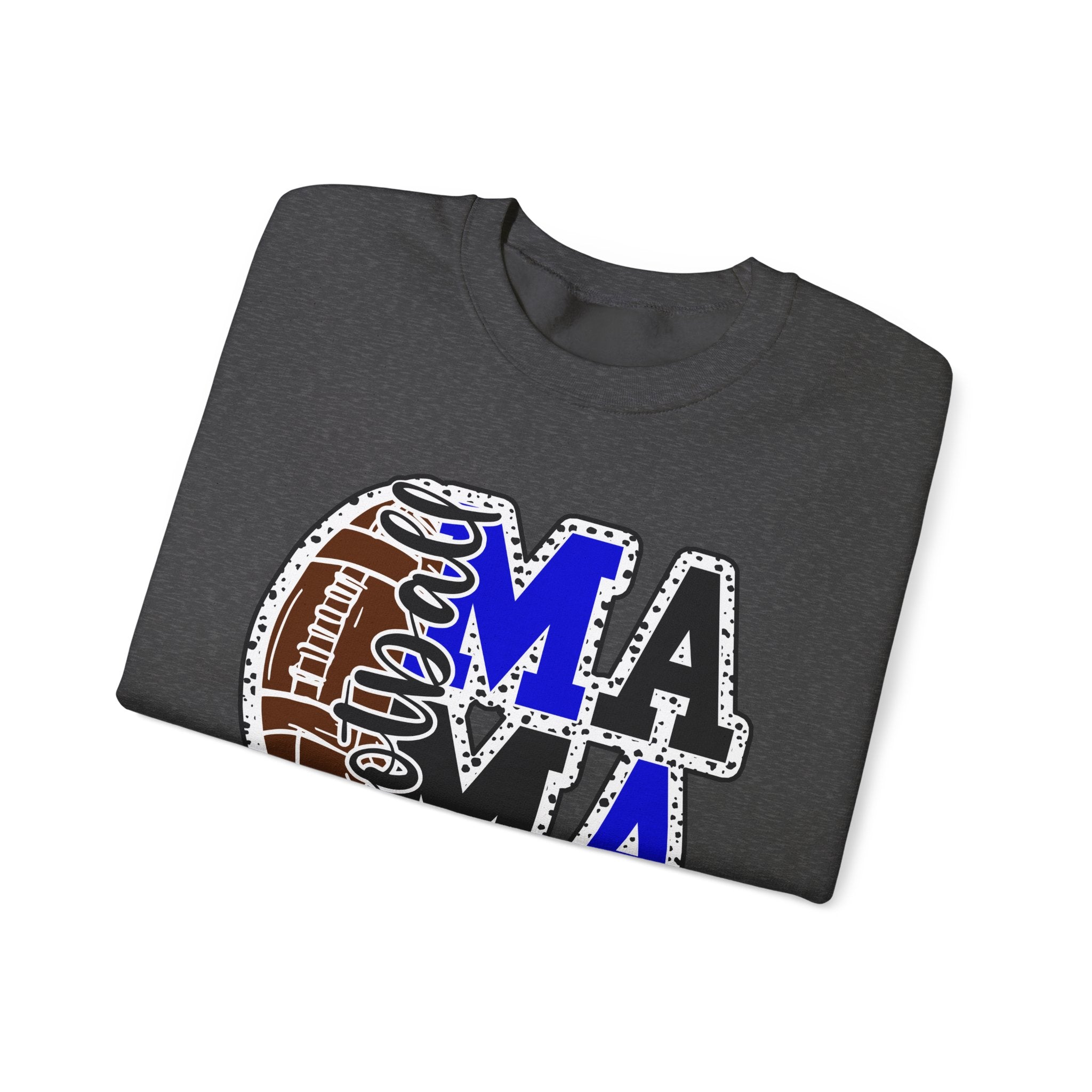 Mama Football Sweatshirt — Vintage Patch-Style "Mama" Design (Blue & Black)
