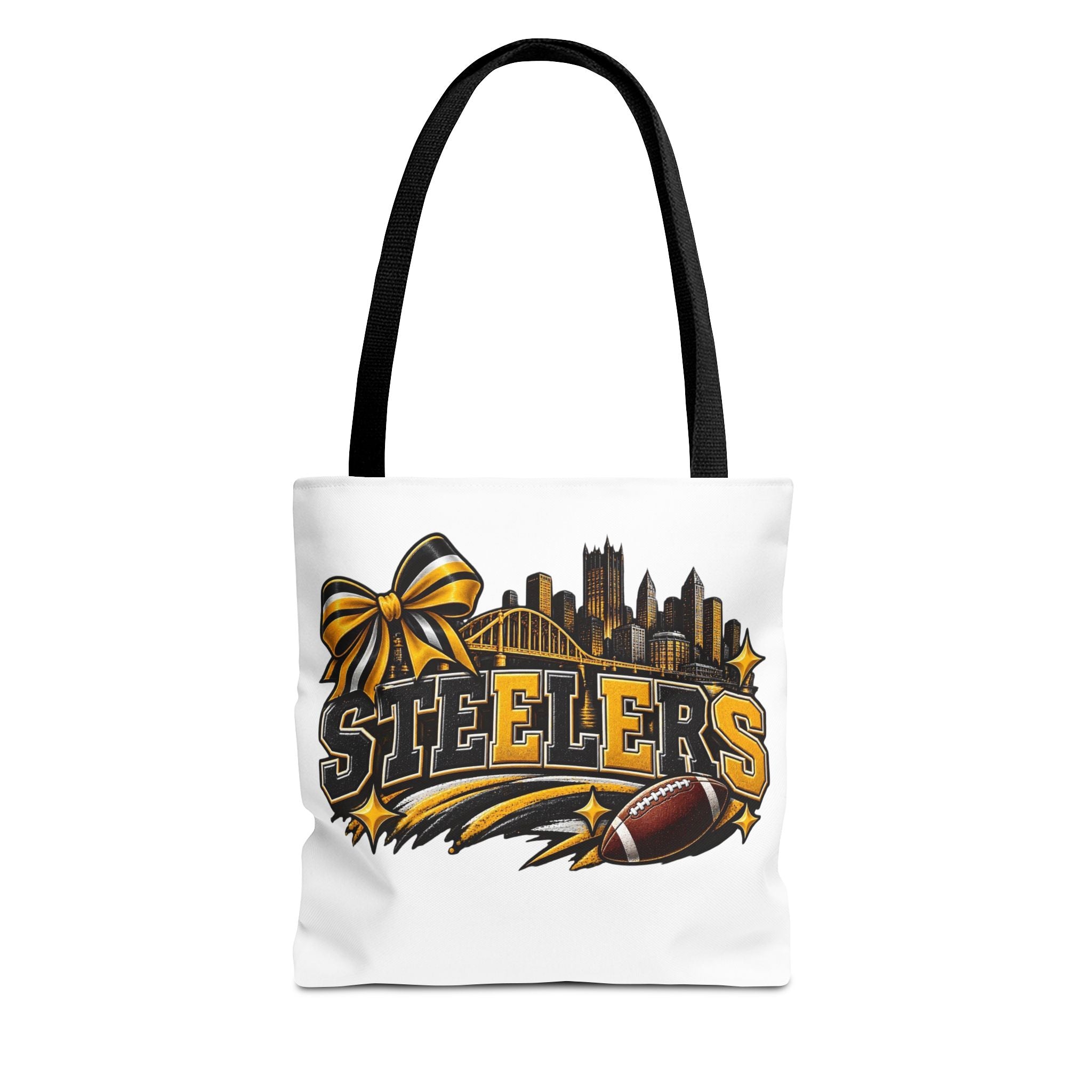 Steelers Skyline Tote Bag — Football Fan Gift, Yellow & Black Team Graphic