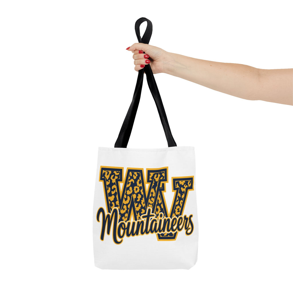 Mountaineers W Leopard Logo Tote Bag — College Spirit Animal Print Tote