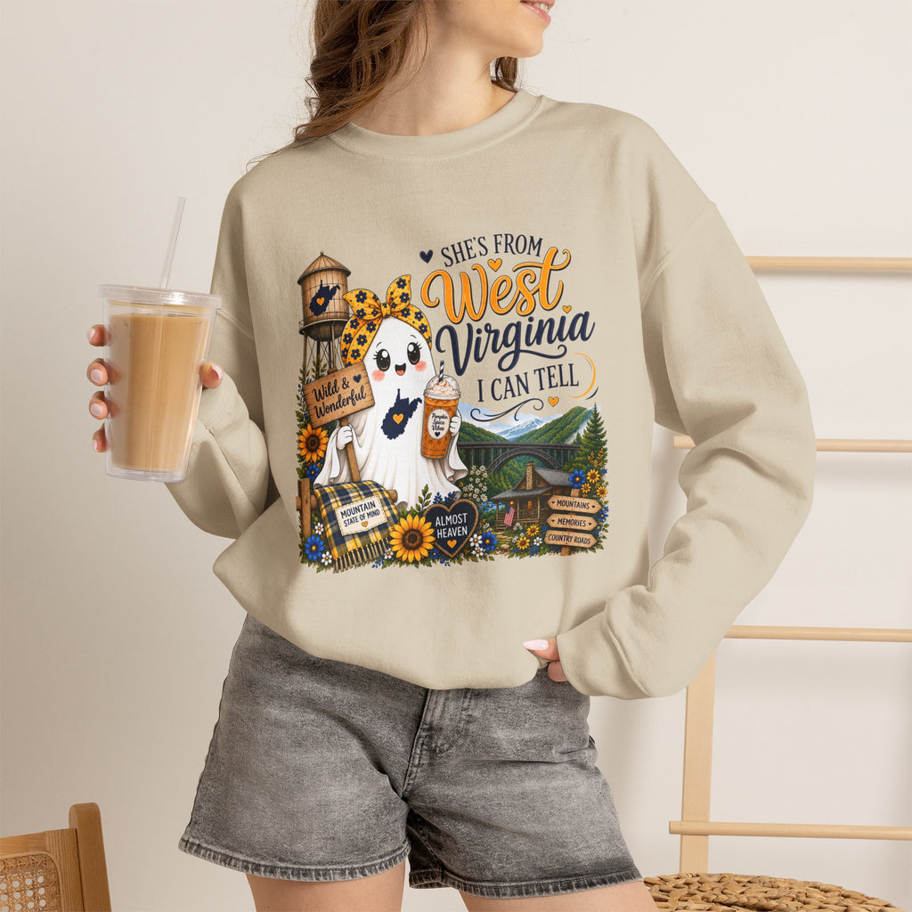 West Virginia Sweatshirt - "She's From West Virginia I Can Tell" Cozy State Pride Crewneck