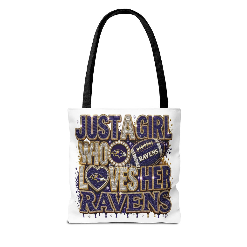 Ravens Fan Tote Bag — "Just a Girl Who Loves Her Ravens" Graphic Tote