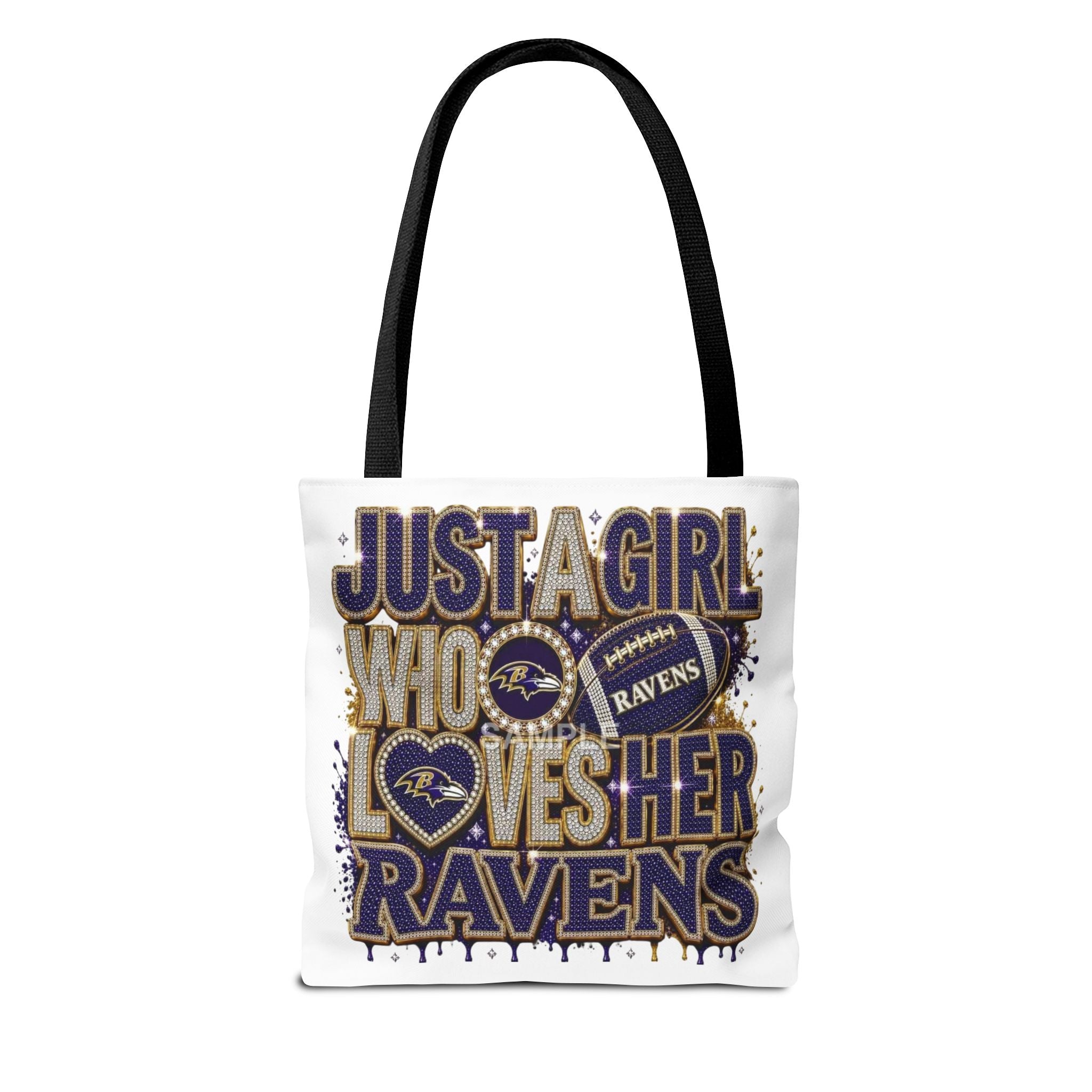 Ravens Fan Tote Bag — "Just a Girl Who Loves Her Ravens" Graphic Tote
