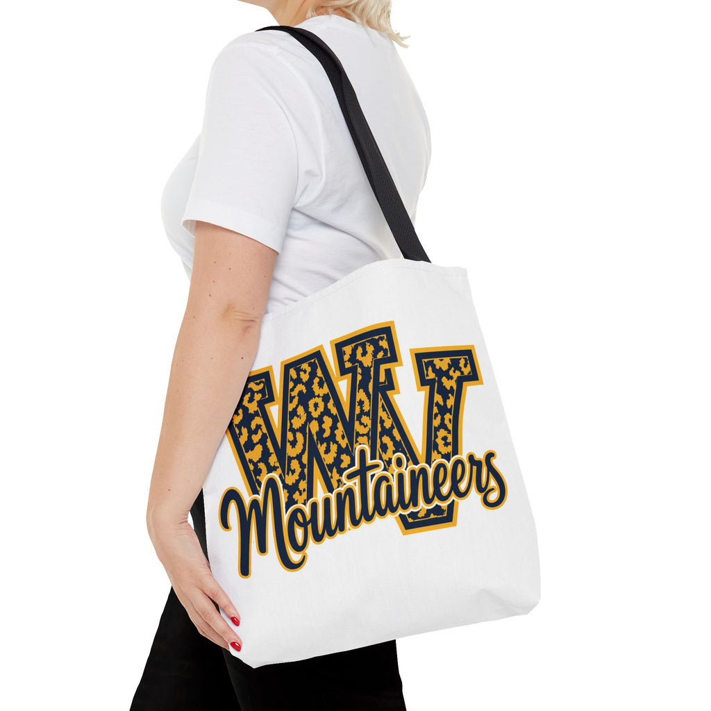Mountaineers W Leopard Logo Tote Bag — College Spirit Animal Print Tote