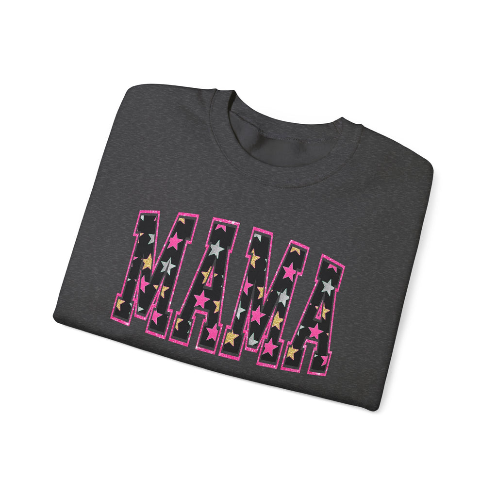 Mama Star Applique Crewneck Sweatshirt — Pink Outline Graphic