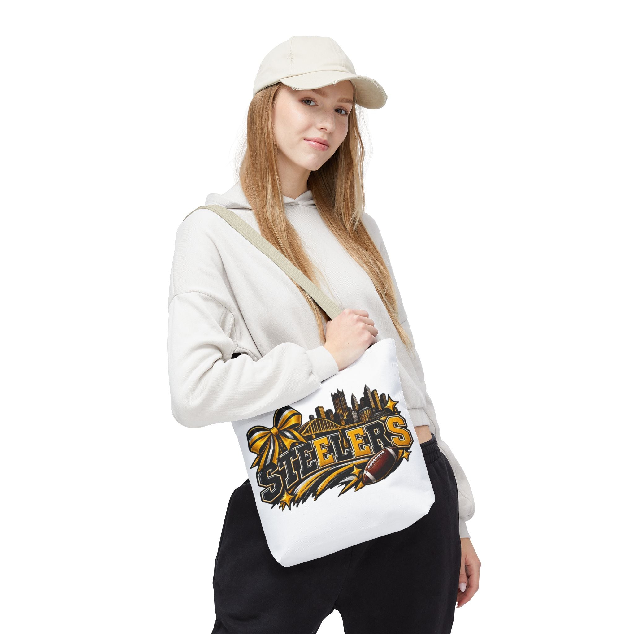 Steelers Skyline Tote Bag — Football Fan Gift, Yellow & Black Team Graphic
