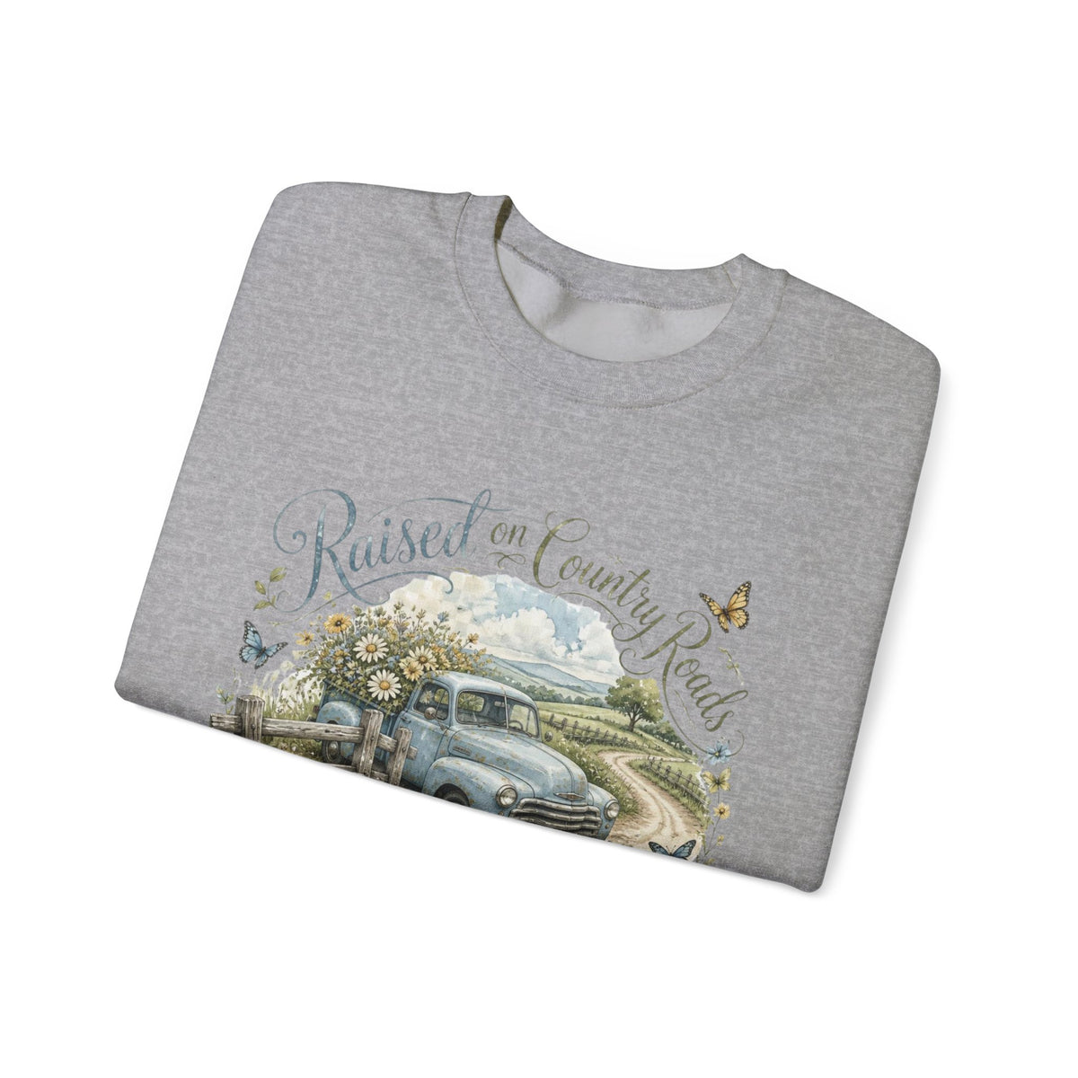 Sweatshirt - "Raised on Country Roads & Sunday Mornings" Vintage Truck Farm Crewneck