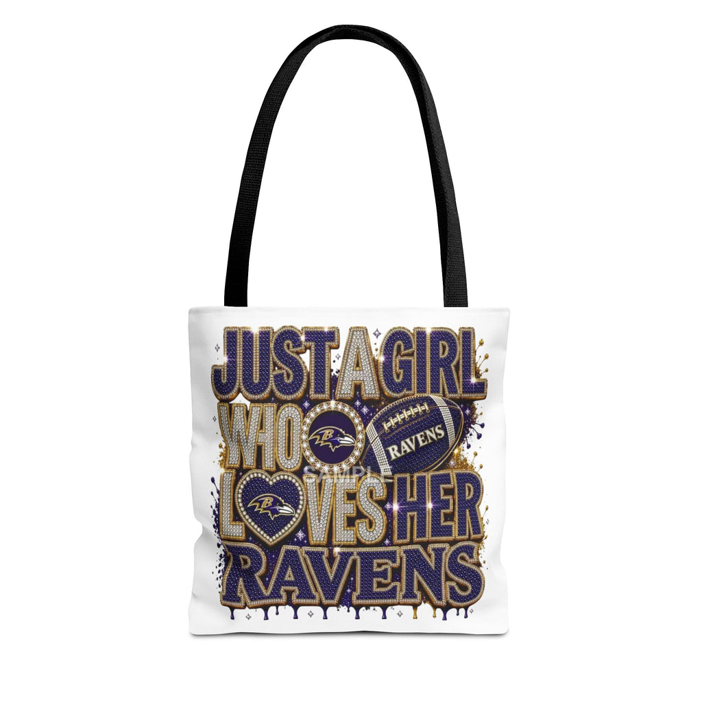 Ravens Fan Tote Bag — "Just a Girl Who Loves Her Ravens" Graphic Tote