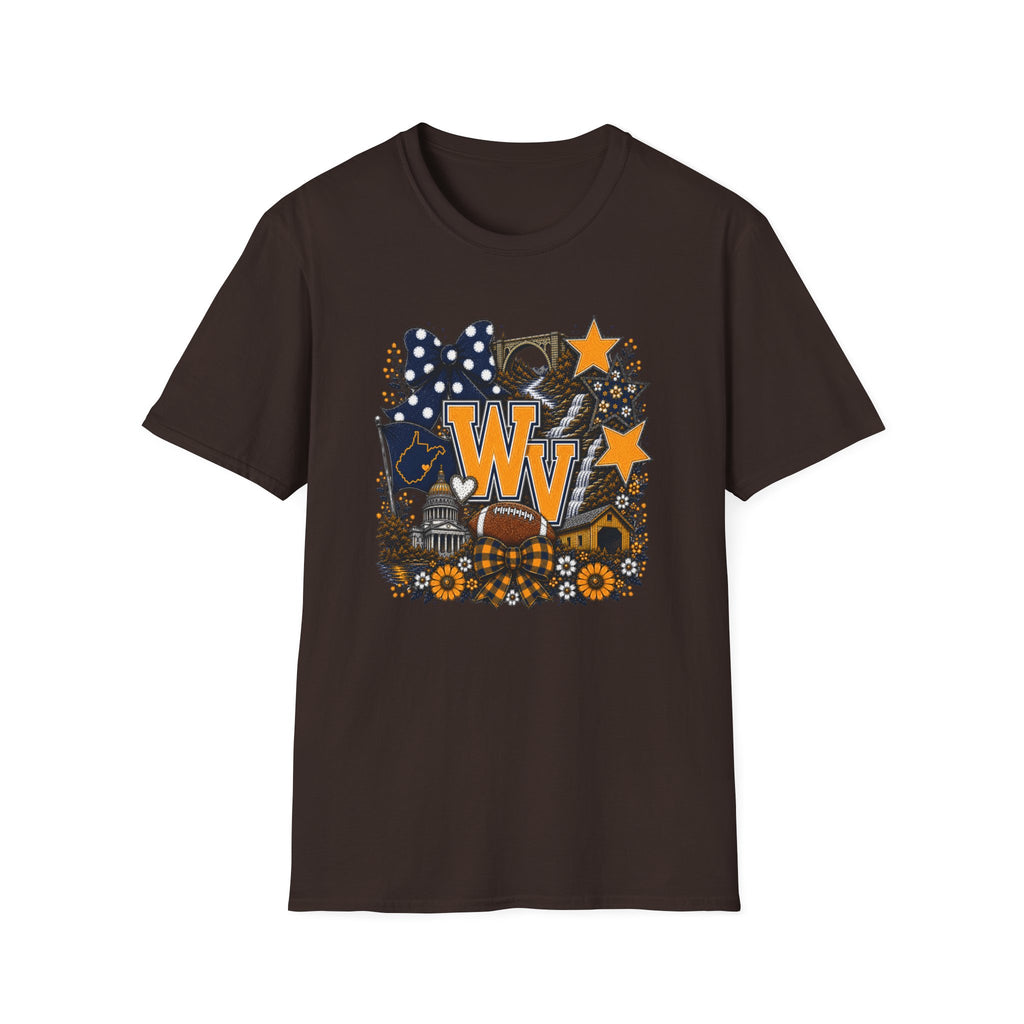 WV State Spirit T-Shirt — West Virginia Stars & Floral Graphic Tee