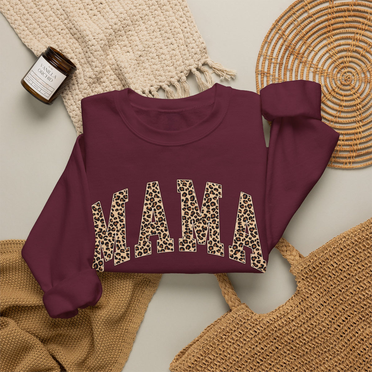 Mama Leopard Print Sweatshirt — Cozy Crewneck for Moms, Mother's Day Gift